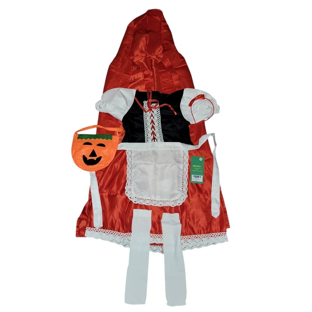 Girls Little Red Riding Hood Costume w/Pumpkin Bag